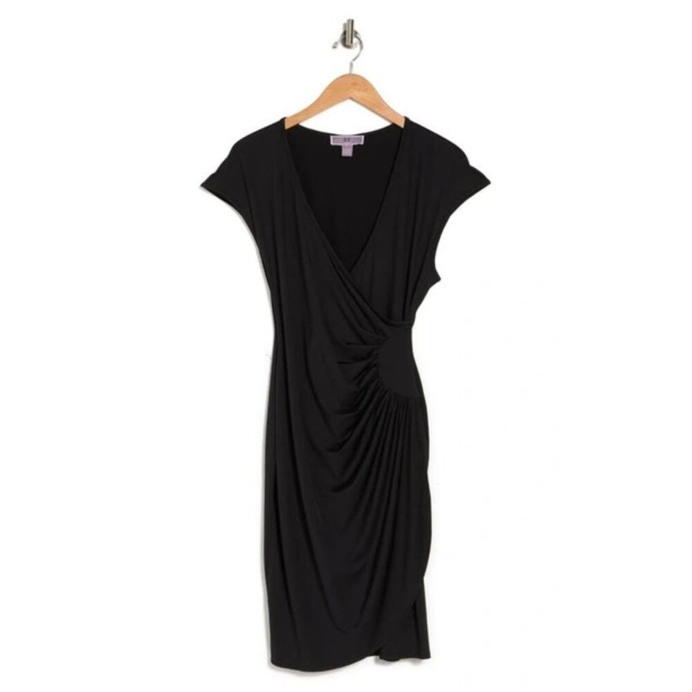 NWOT Love By Design Women's Delaney Cap Sleeve Ruched Midi Dress, Size M, Blk